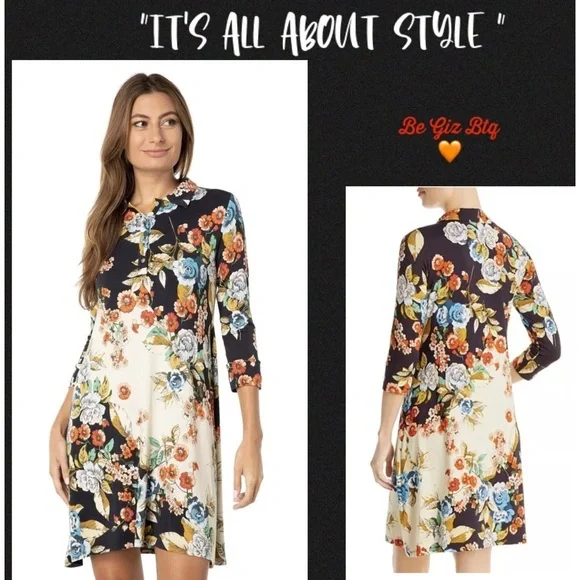 🔥🔥NWT Johnny Was Emma Rose Delicate Floral Motif Polo Tunic Dress Size Small - Picture 9 of 16